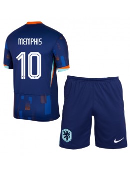 Billige Nederland Memphis Depay #10 Bortedraktsett Barn EM 2024 Kortermet (+ Korte bukser)